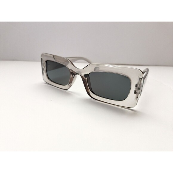 Rectangular Transparent Sunglasses Black Tinted Lens Unisex - Picture 3 of 6
